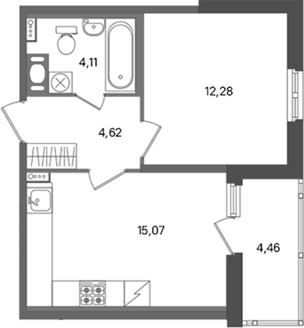 1-комнатная квартира 36.08 м², 4/12 эт., ЖК «ПАТИО. Уютный квартал»